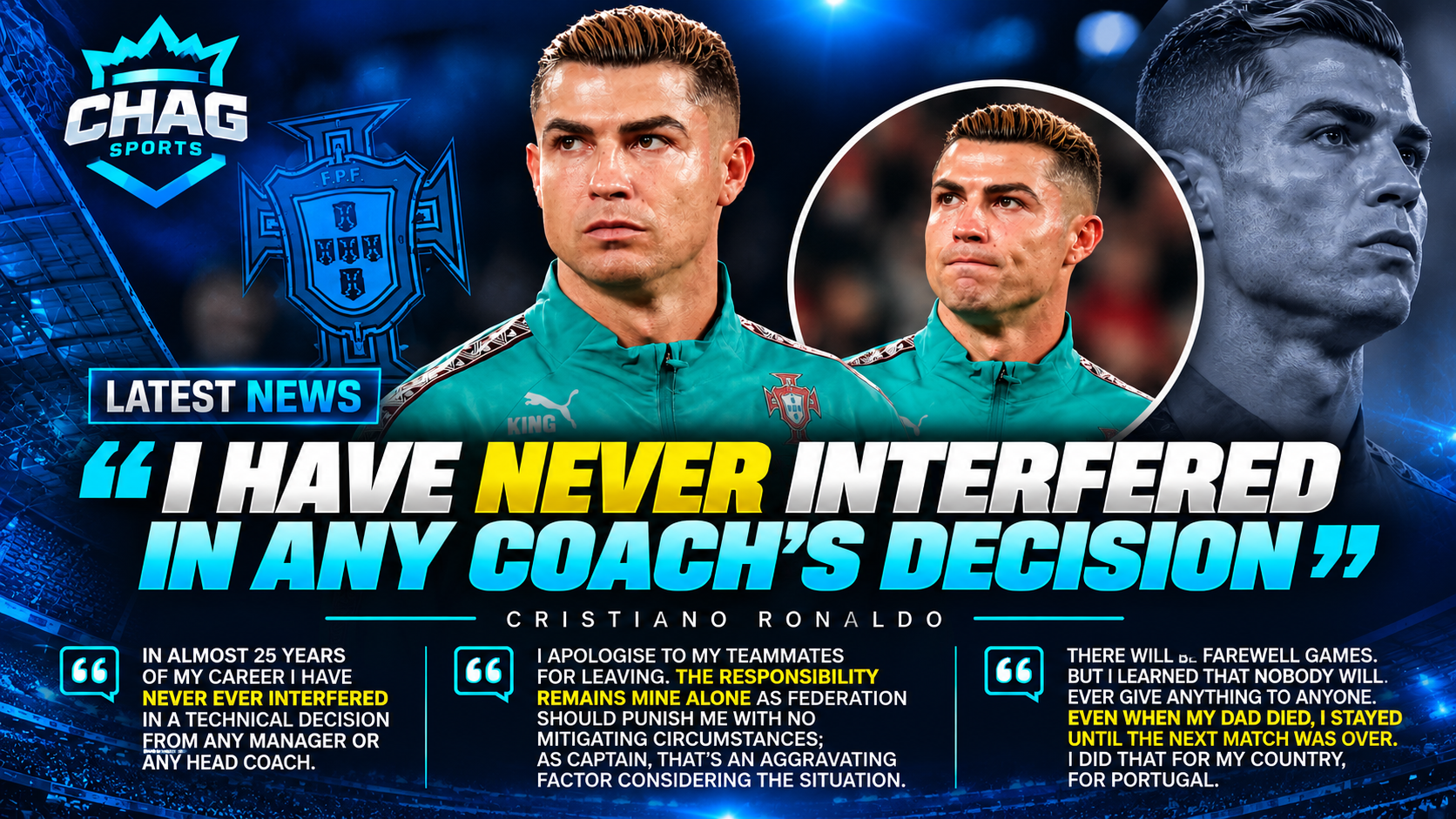 Cristiano Ronaldo speaking about his Portugal national team situation