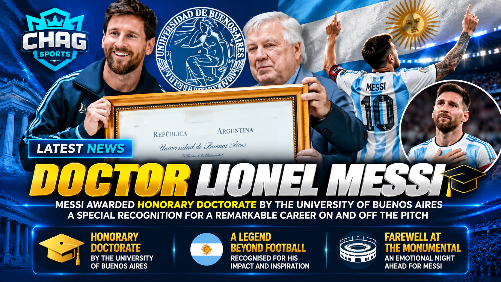 Lionel Messi receives an honorary doctorate from the University of Buenos Aires