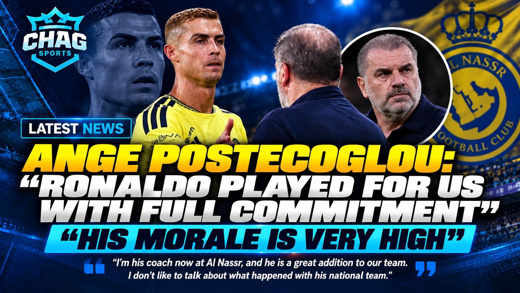 Cristiano Ronaldo speaking with Al-Nassr manager Ange Postecoglou