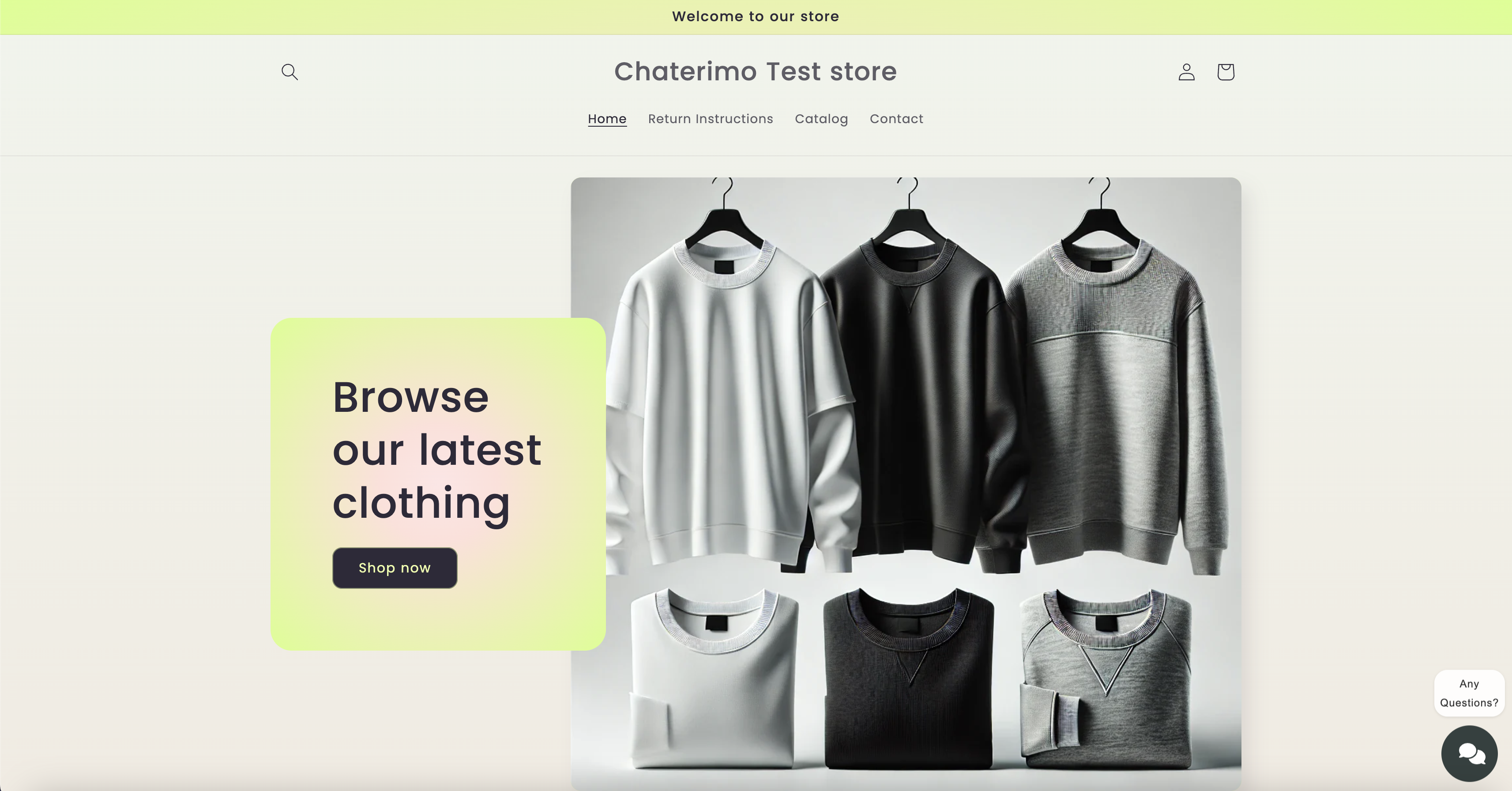 Chaterimo Shopify test store