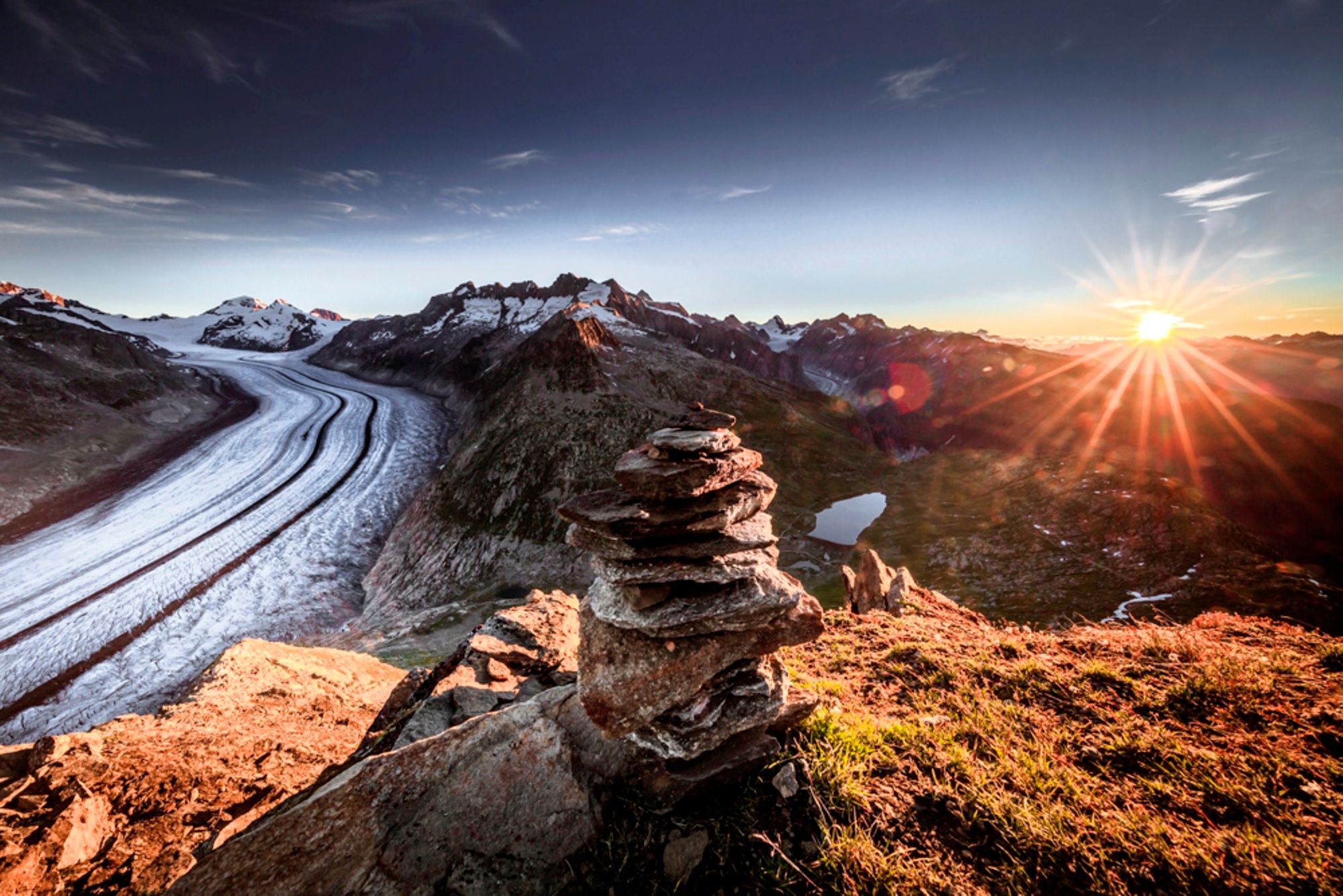 Aletsch Arena Sonnenaufgang Aletschgletscher