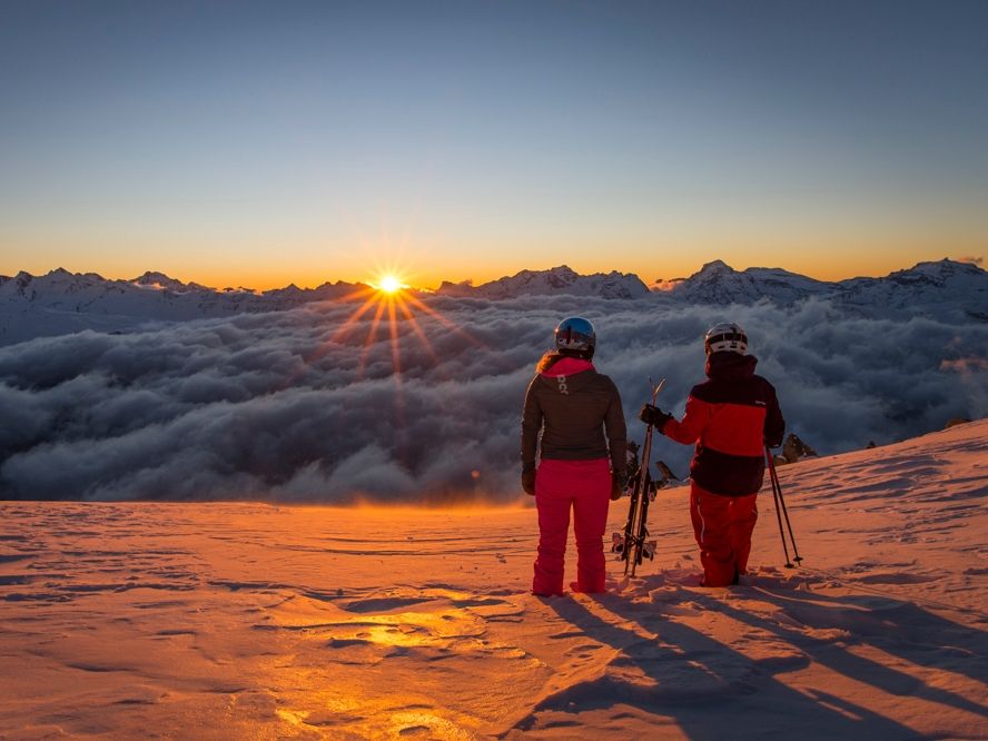 Skifahren Aletsch Arena Abendstimmung
