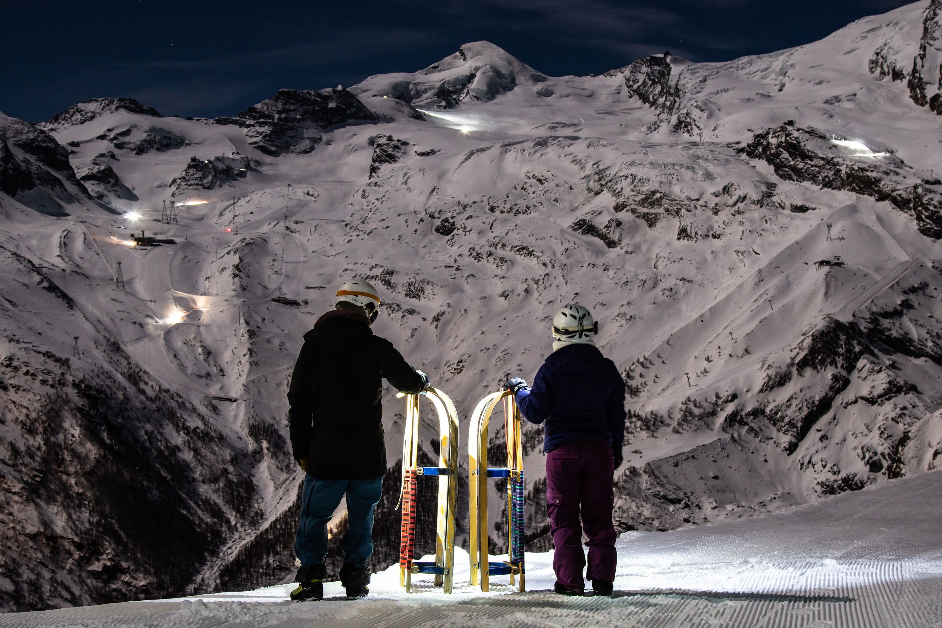 Saas-Fee Schlitteln Nachtschlitteln Hannig Saas Fee 