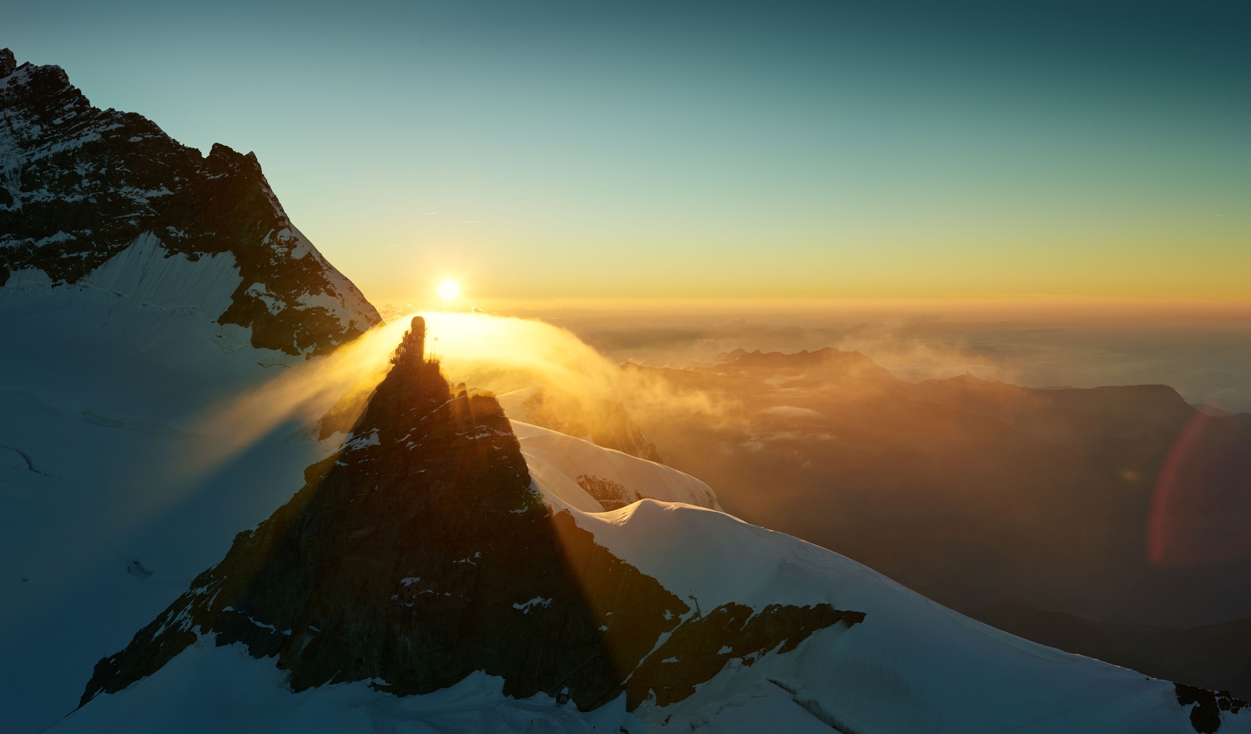Jungfraujoch Sphinx Aussicht Sonnenuntergang