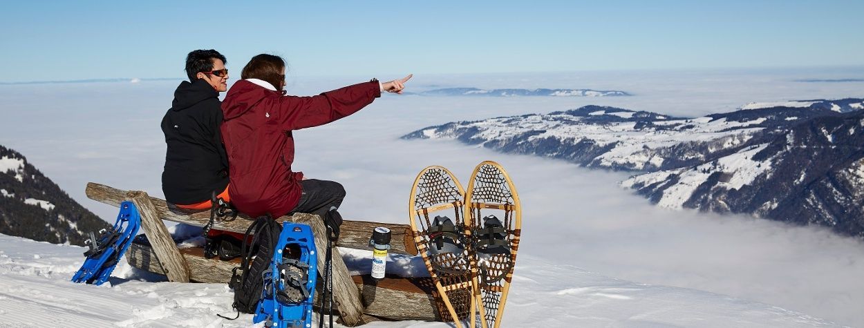 Rigi Schneeschuhwandern Aussicht von Rigi Scheidegg
