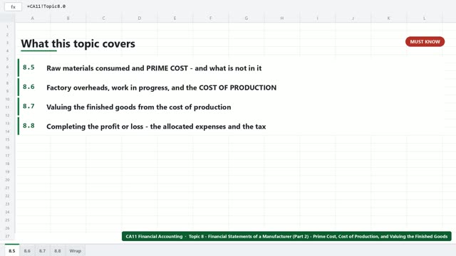 A frame from the Financial Statements of a Manufacturer - Prime Cost, Cost of Production, and Valuing the Finished Goods video lesson