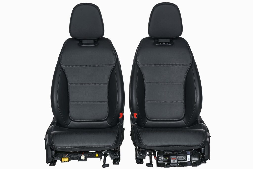 Komplet kompletny srodek fotele Mercedes W206 czarna skóra