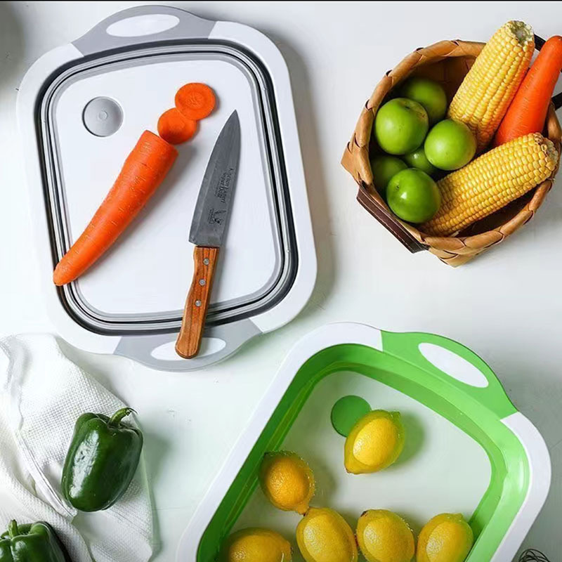 Collapsible Cutting Board with Strainer