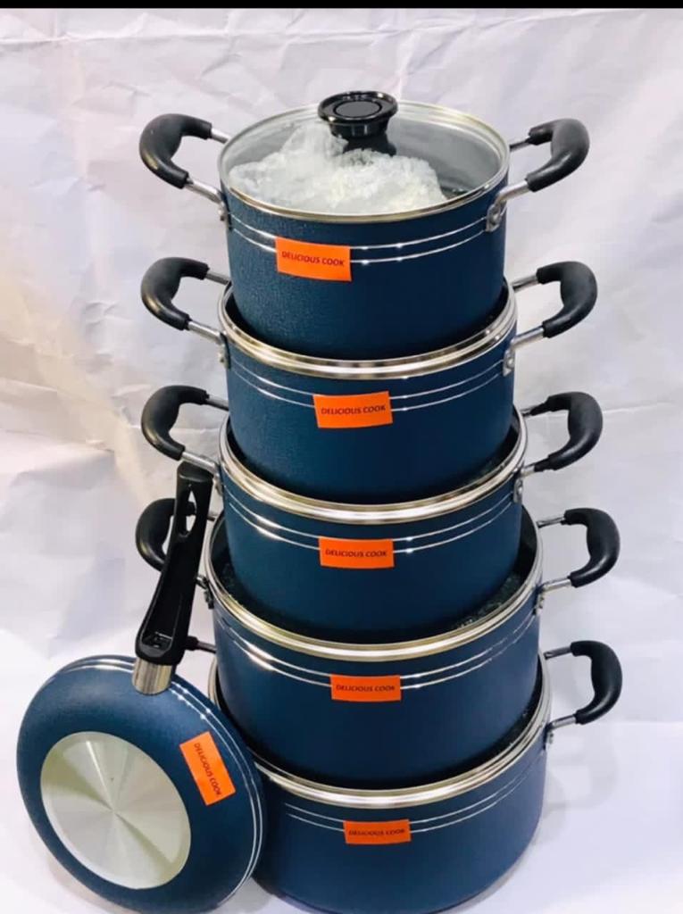 6-Piece Deluxe Non-Stick Blue Cookware Set