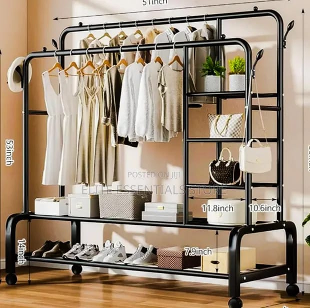 Garment Rack with Shelves and Wheels