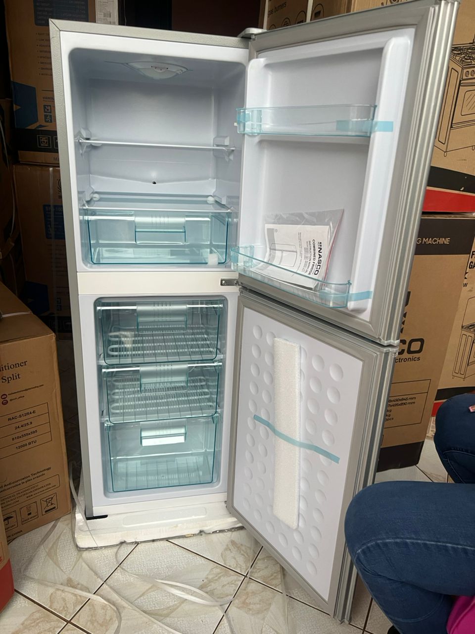 Silver Double Door Refrigerator with Twin Crisper Drawers