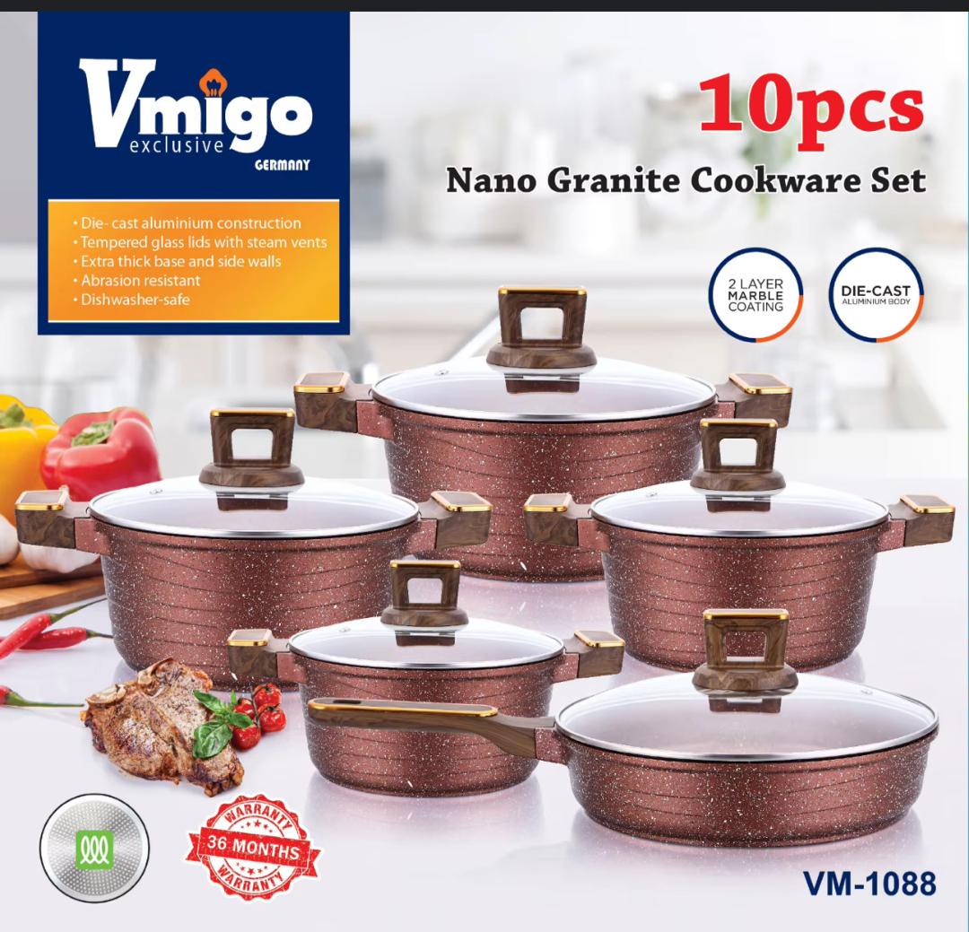 Vmigo Exclusive 10pcs Nano Granite Cookware Set