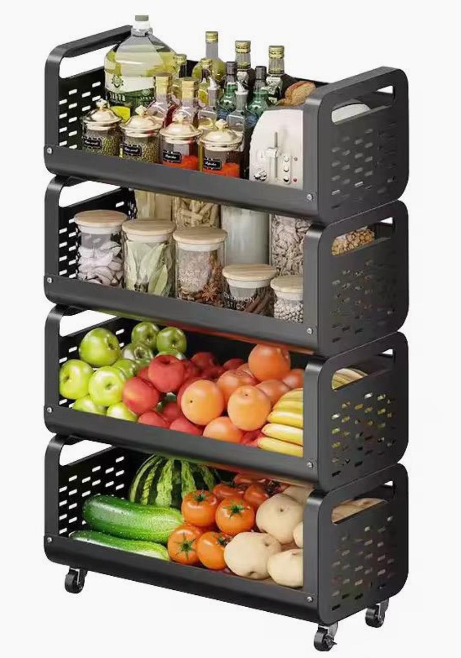 4-Tier Multi-Purpose Kitchen Storage Rack with Wheels