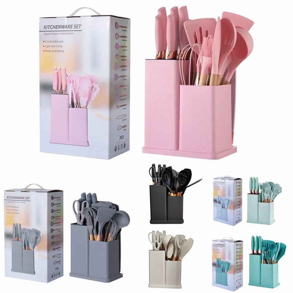 19-Piece Silicone Kitchen Utensil Set with Holder