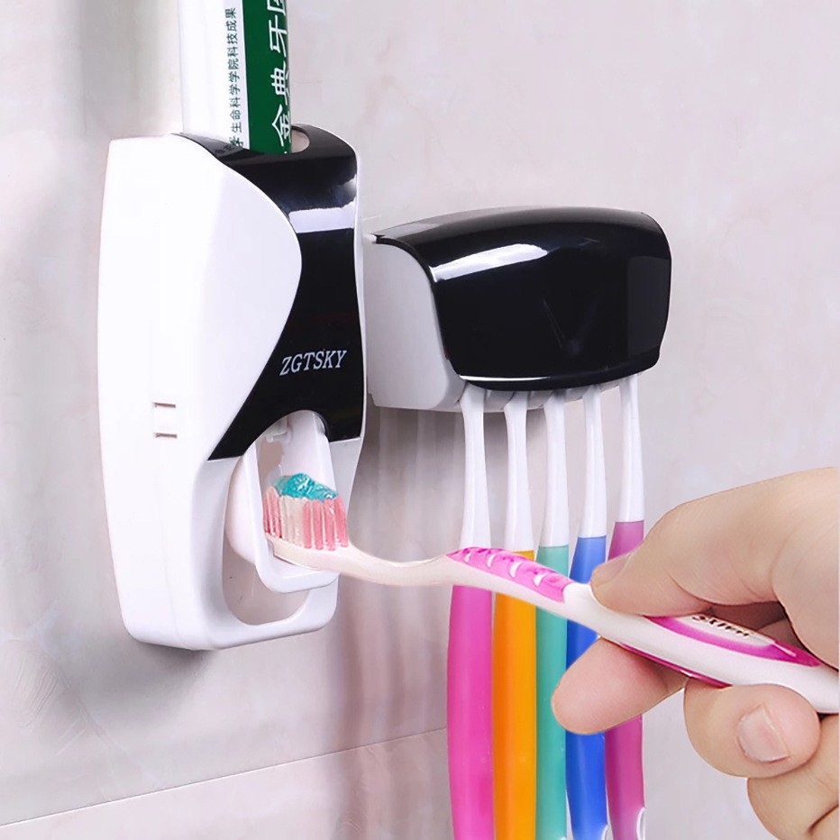 Automatic Toothpaste Dispenser with Toothbrush Holder