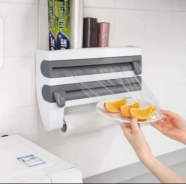 3-in-1 Wall-Mounted Cling Film, Foil, and Paper Towel Dispenser