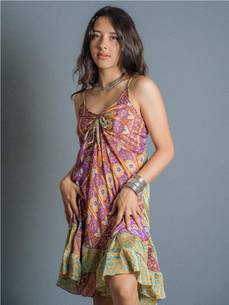 Abitino con spalline arancione e viola - Patna