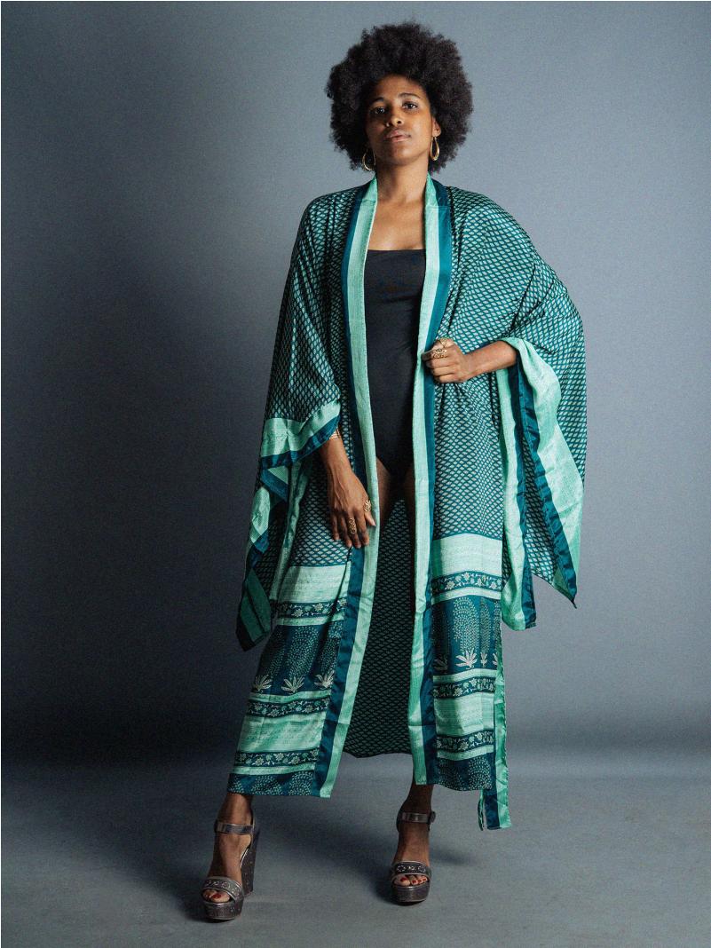 Kimono Manica Larga verde - Surat