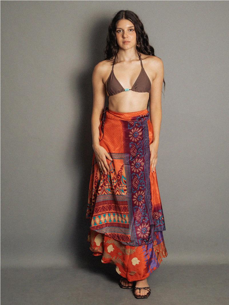 Gonna etnica lunga a portafoglio mele – India