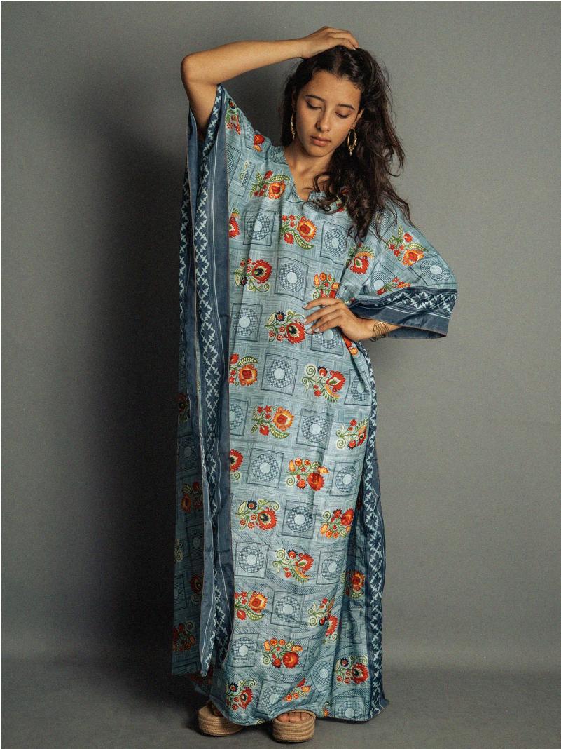 Caftano Lungo ceruleo