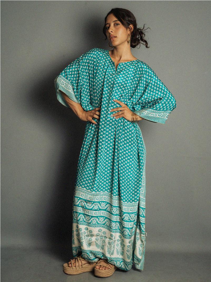 Caftano Lungo celeste