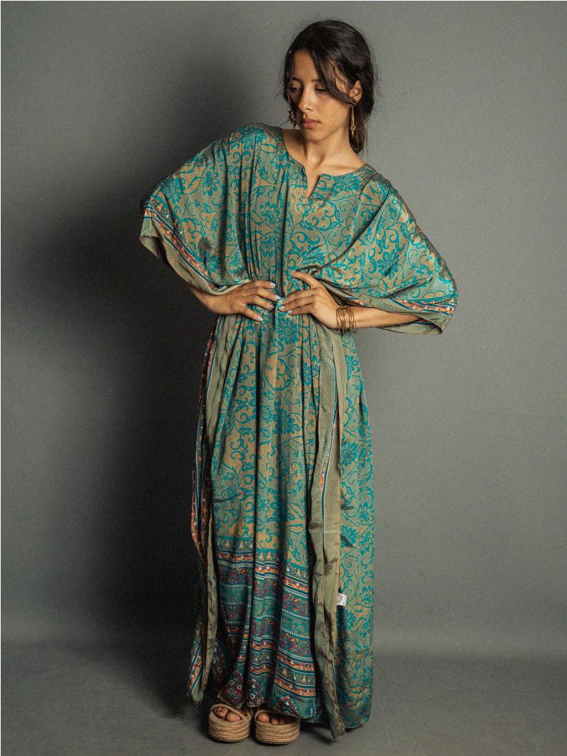 Caftano Lungo acquamarina