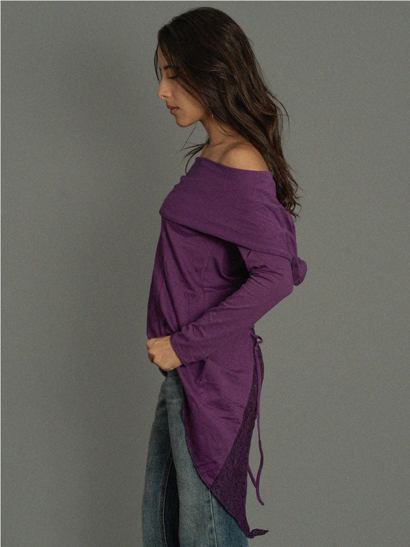 Tamil - Felpa Etnica con Cappuccio Viola