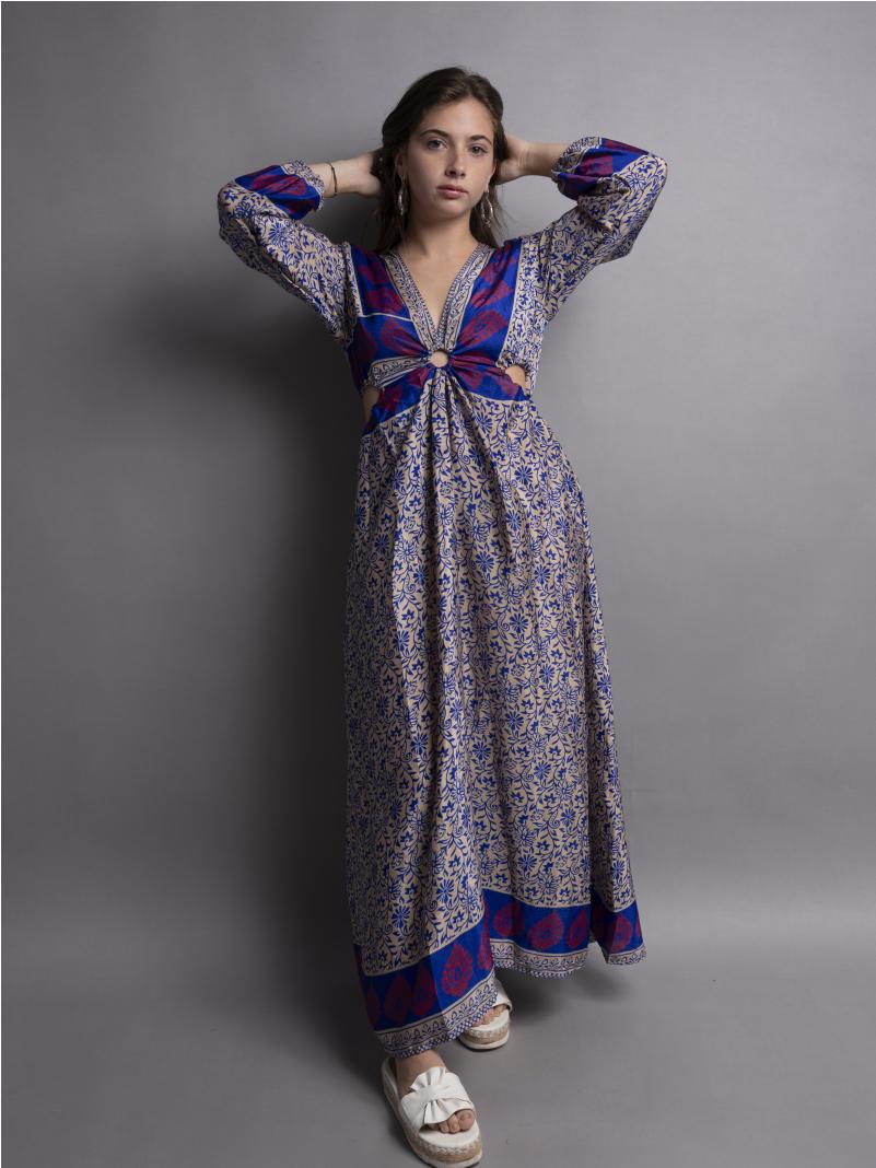 Abito Lungo con Anello bianco e blu - Orissa