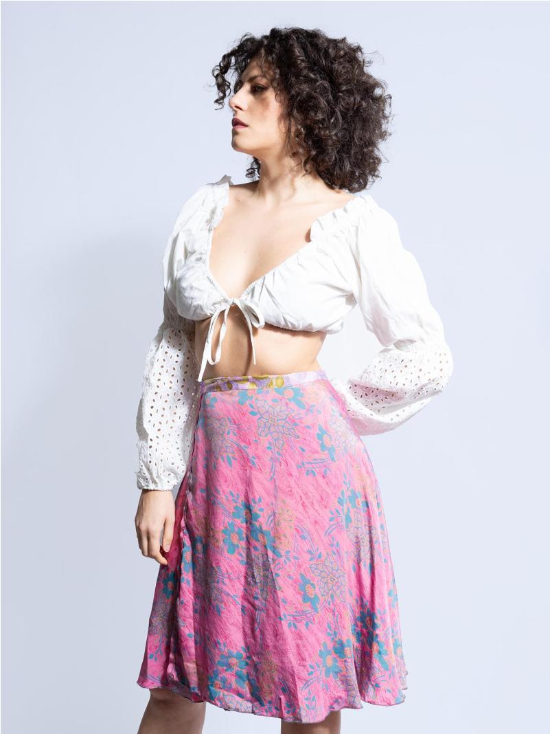 Mini Gonna etnica a portafoglio rosa – Shiva