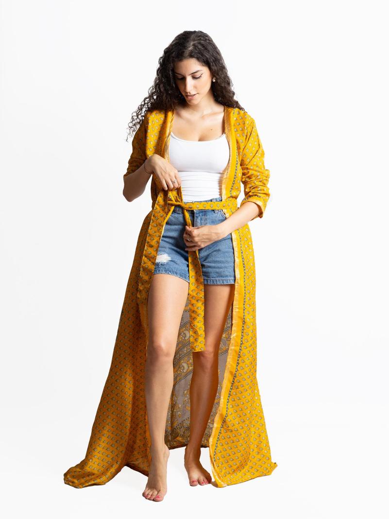 Kimono aperto giallo - Gujarat