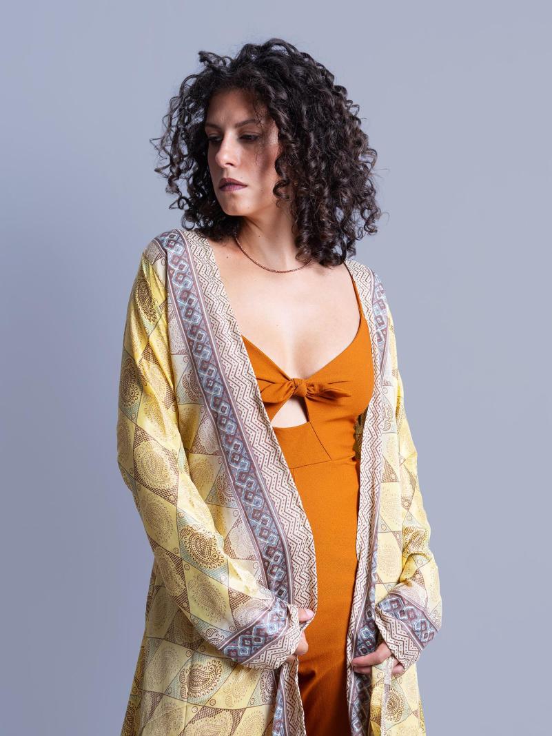 Kimono aperto giallo - Gujarat