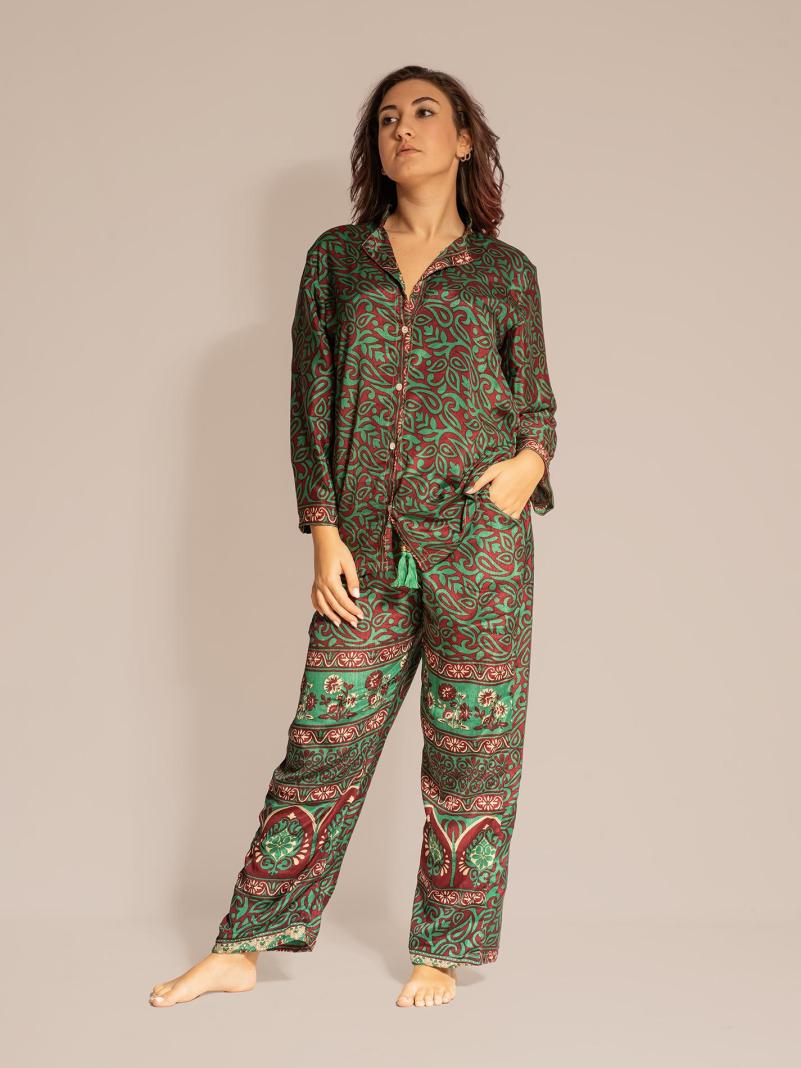 Pigiama in Sari LXL - verde e rosso