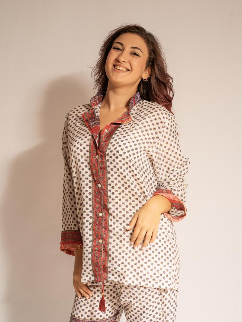 Pigiama in Sari LXL - bianco e rosa