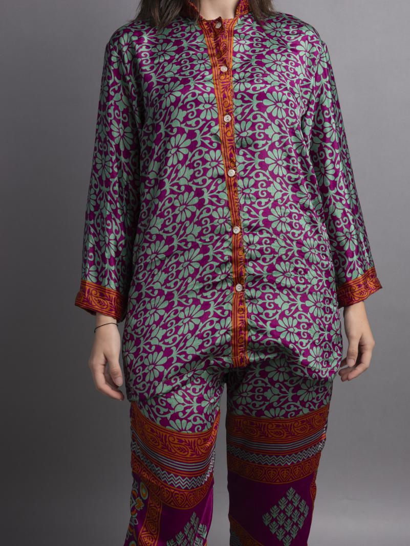 Pigiama in Sari SM - verde e rosso