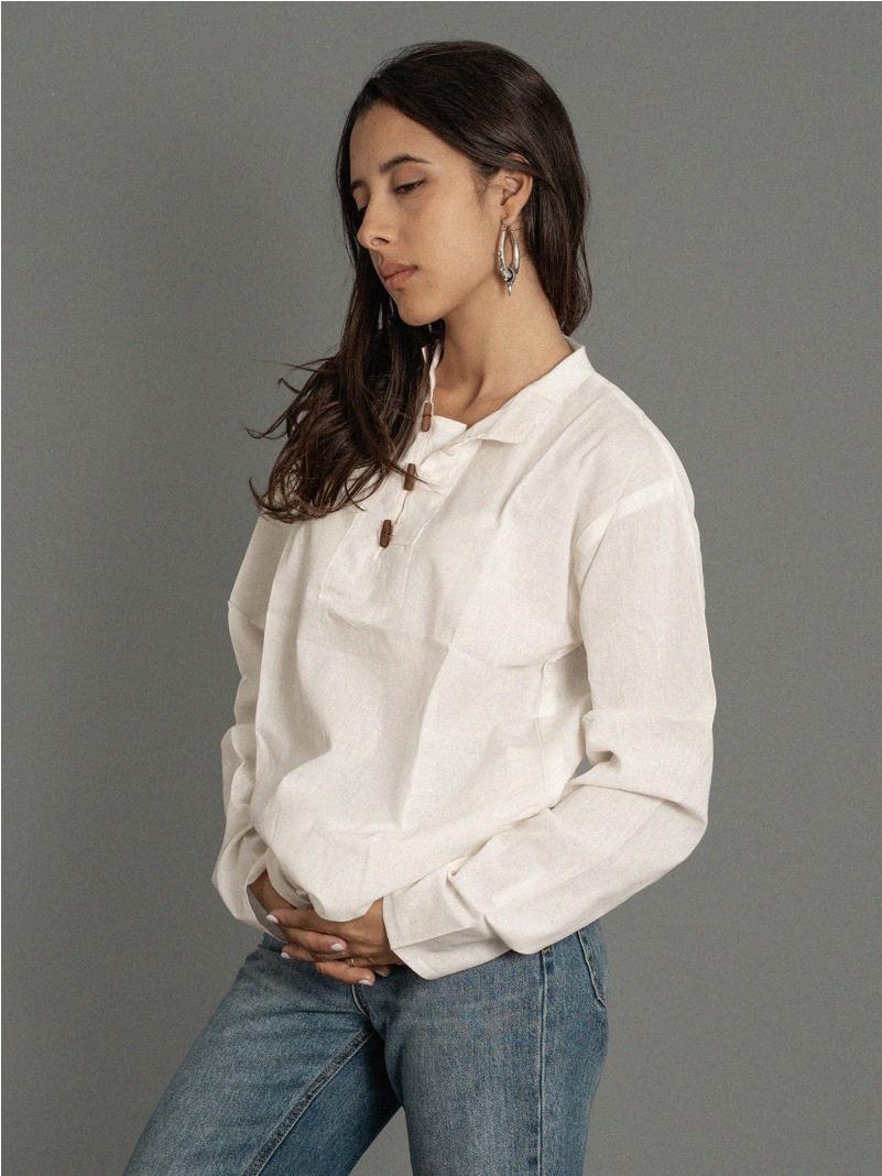 Camicia etnica UNISEX con alamari bianco – Palermo