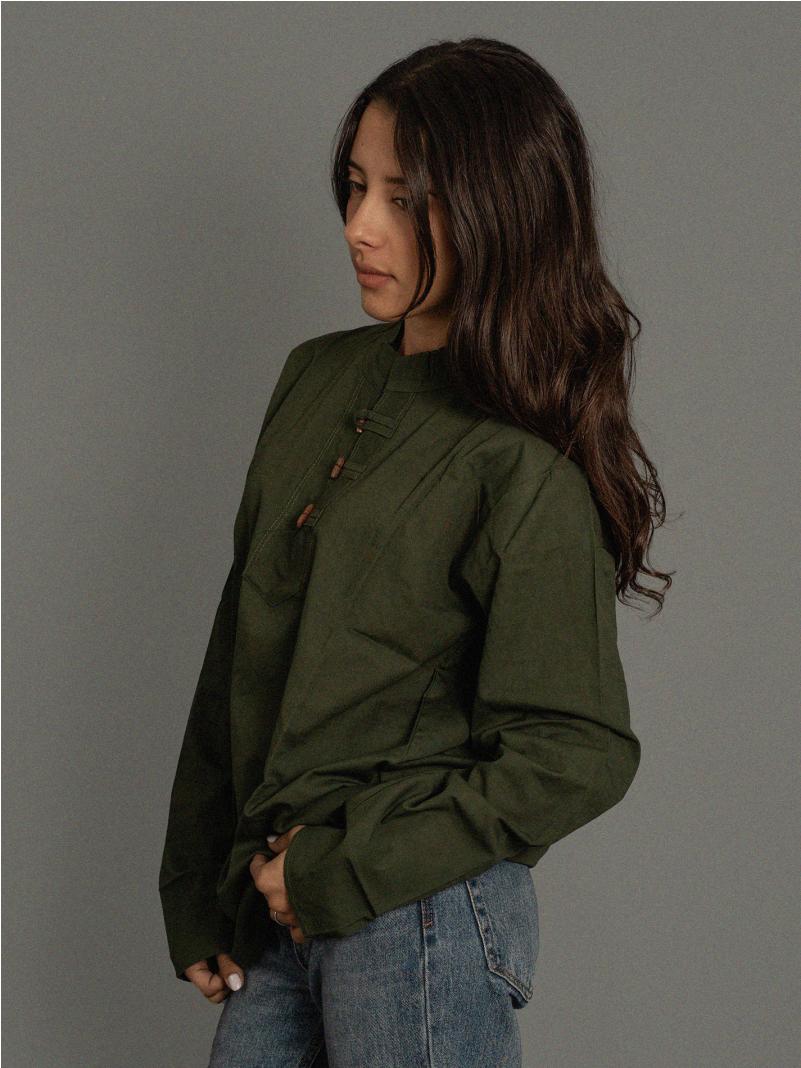 Camicia etnica UNISEX con alamari verde – Palermo