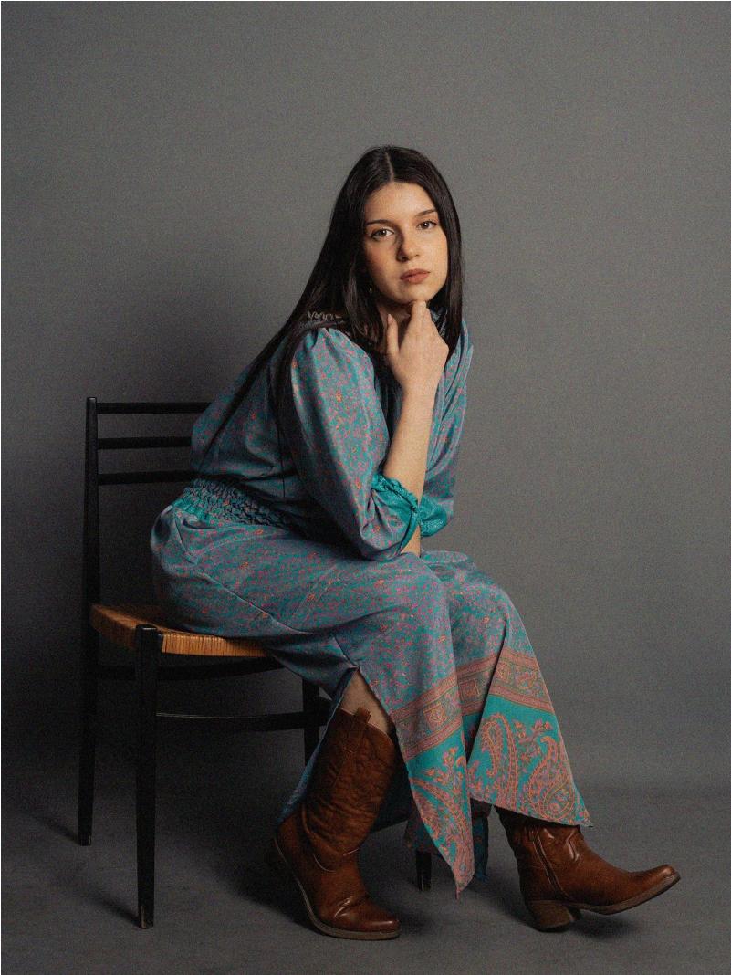 Abito Lungo Etnico con Scollo a Barca azzurro – Radha