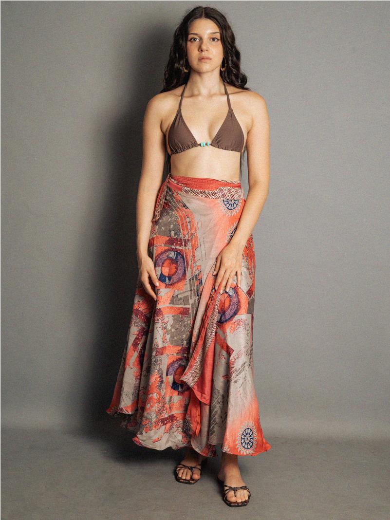 Gonna etnica lunga a portafoglio quadrati – India