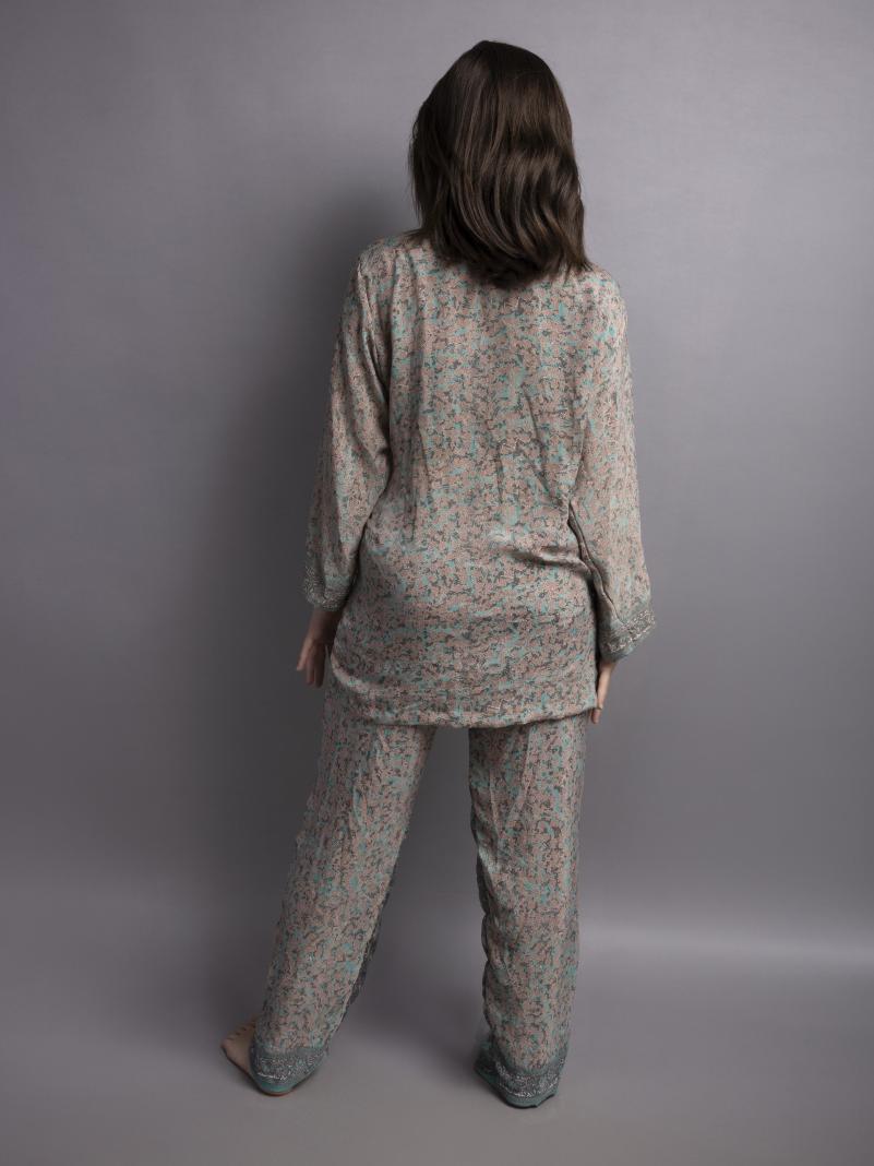 Pigiama in Sari SM - celeste con fiori