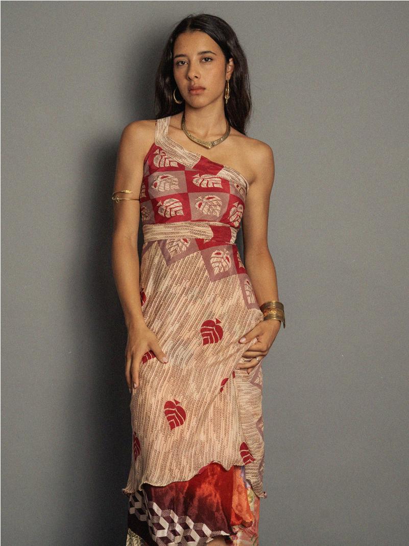 Gonna etnica lunga a portafoglio rose – India