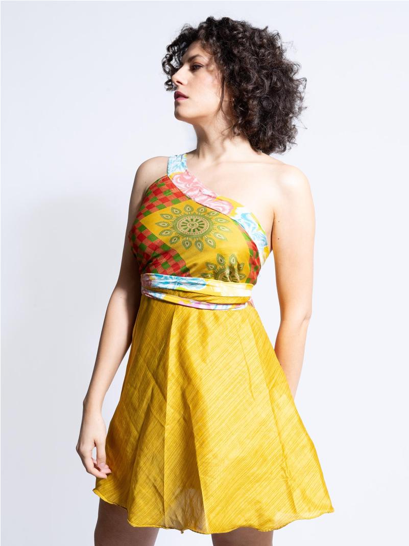 Mini Gonna etnica a portafoglio giallo – Shiva