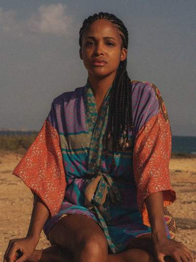 Kimono Corto Patchwork Reversibile