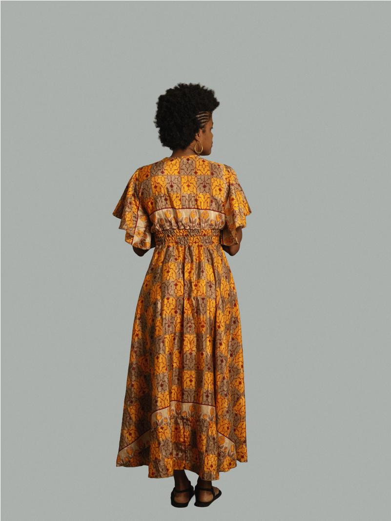 Abito lungo maniche corte giallo - Parvati