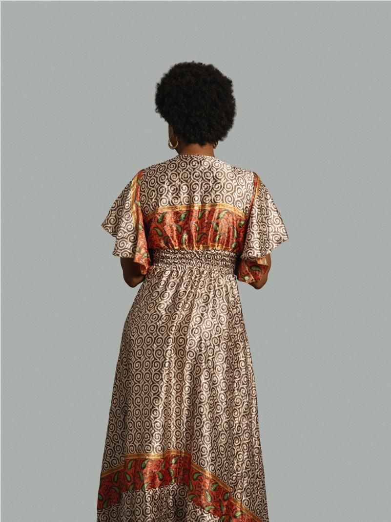 Abito lungo maniche corte vortici - Parvati