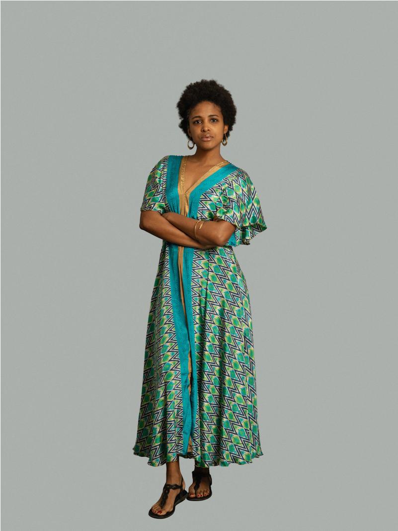 Abito lungo maniche corte zig zag - Parvati