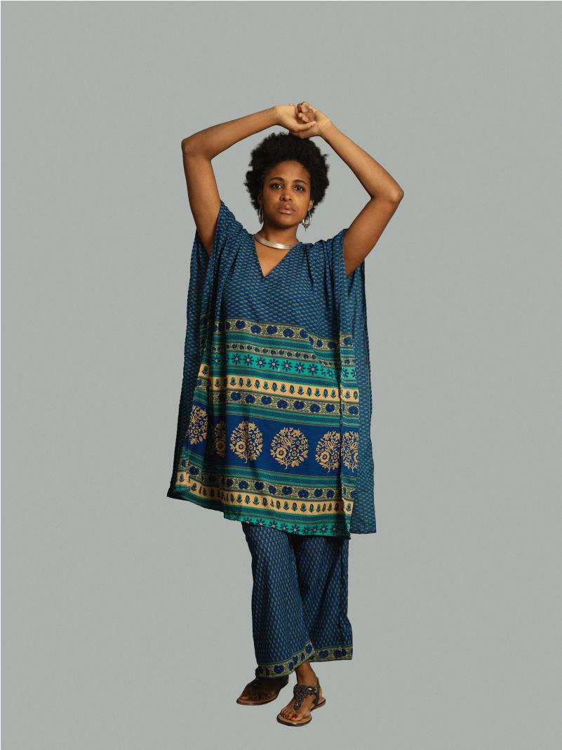 Caftano e pantalone blu - Jaisalmer