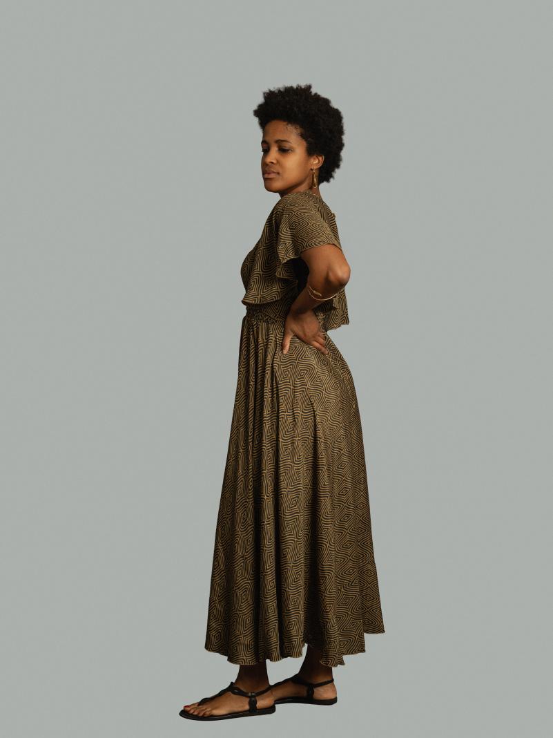 Abito lungo maniche corte giallo - Parvati