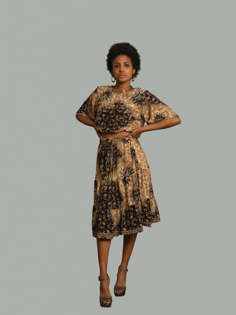 Top e gonna tre quarti ocra - Gange