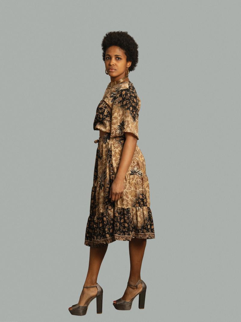 Top e gonna tre quarti ocra - Gange