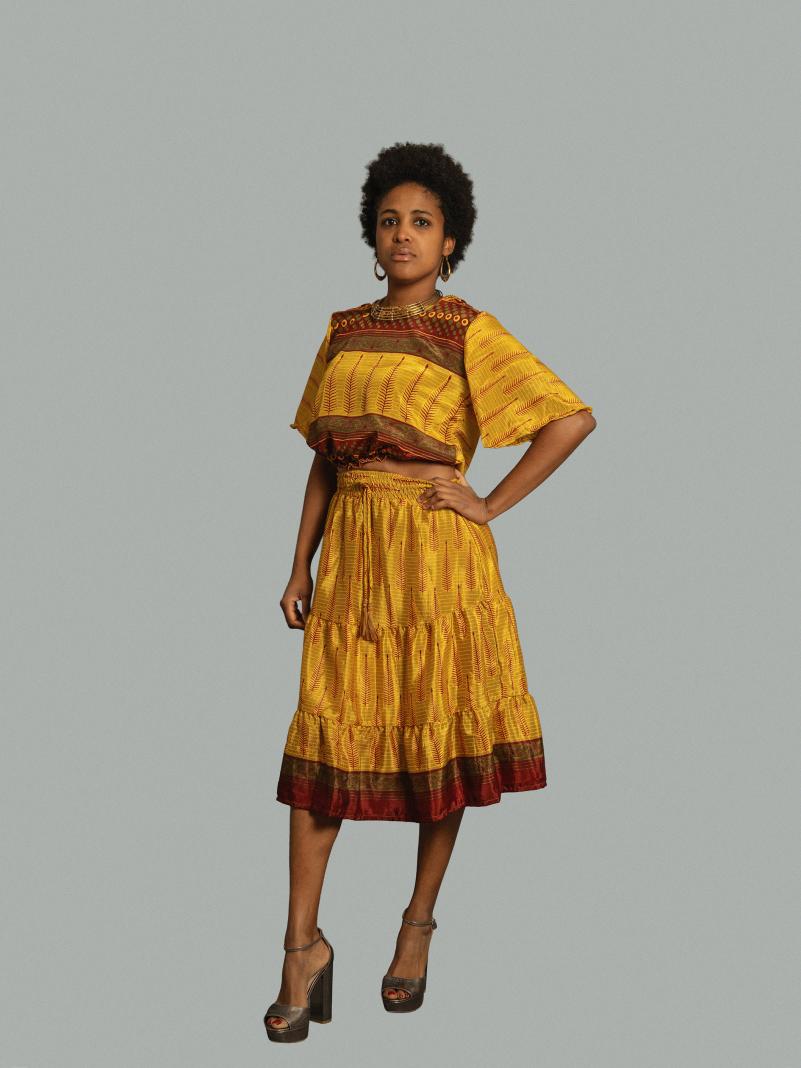 Top e gonna tre quarti giallo - Gange